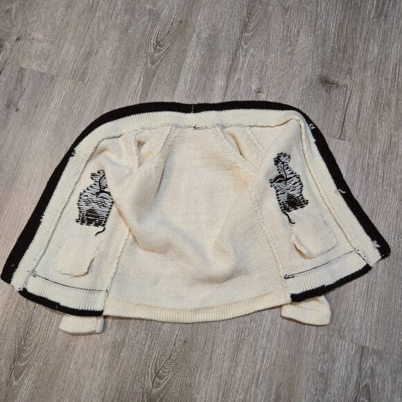 Sweater Boy's Cream 2T Vintage Inspired Knit Llama Alpaca V-Neck Cardigan - Picture 4 of 8